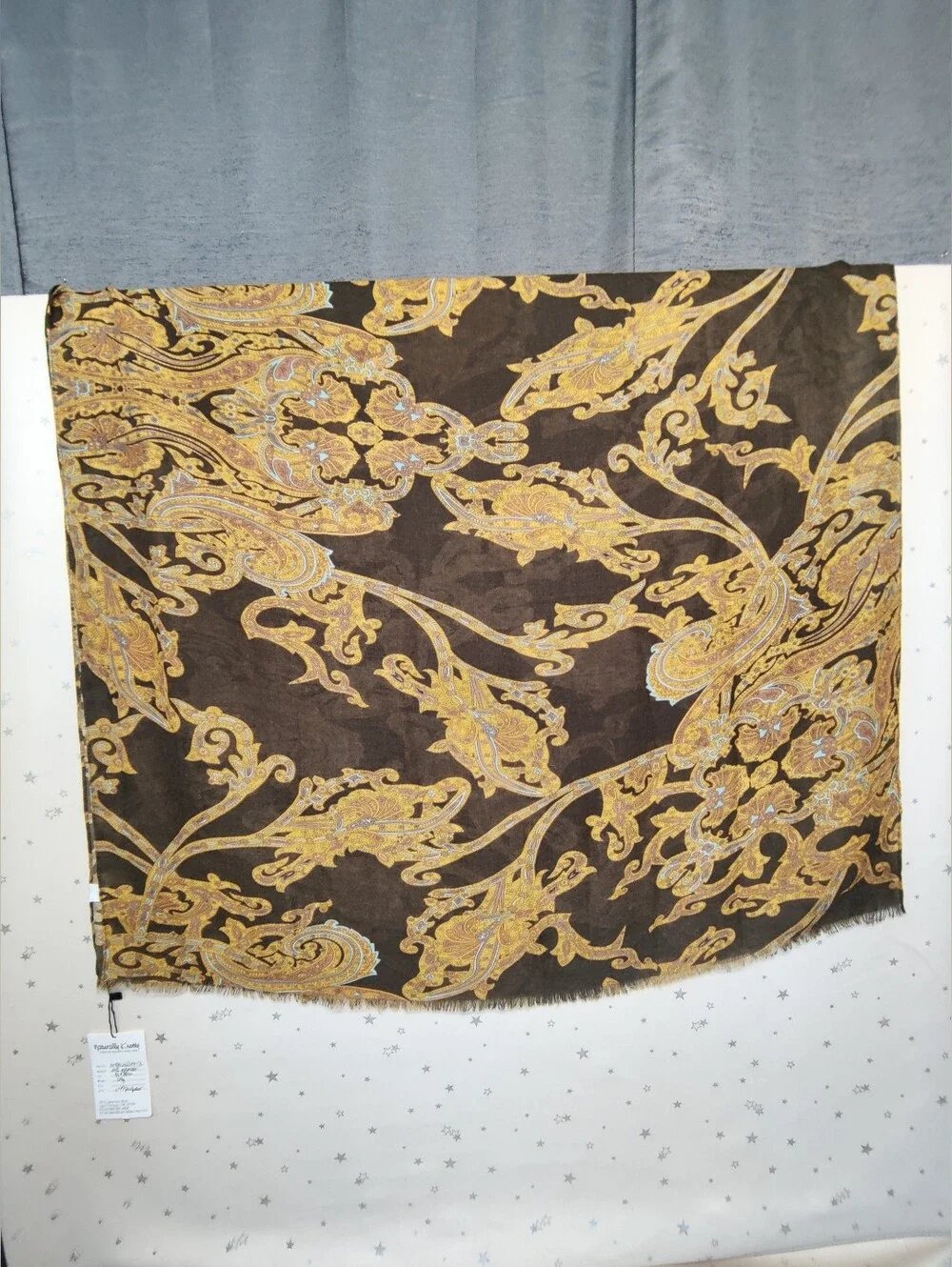 Naturally Knotty Oversized Scarf Wrap Brown Gold 36x70 Lightweight Earthtones